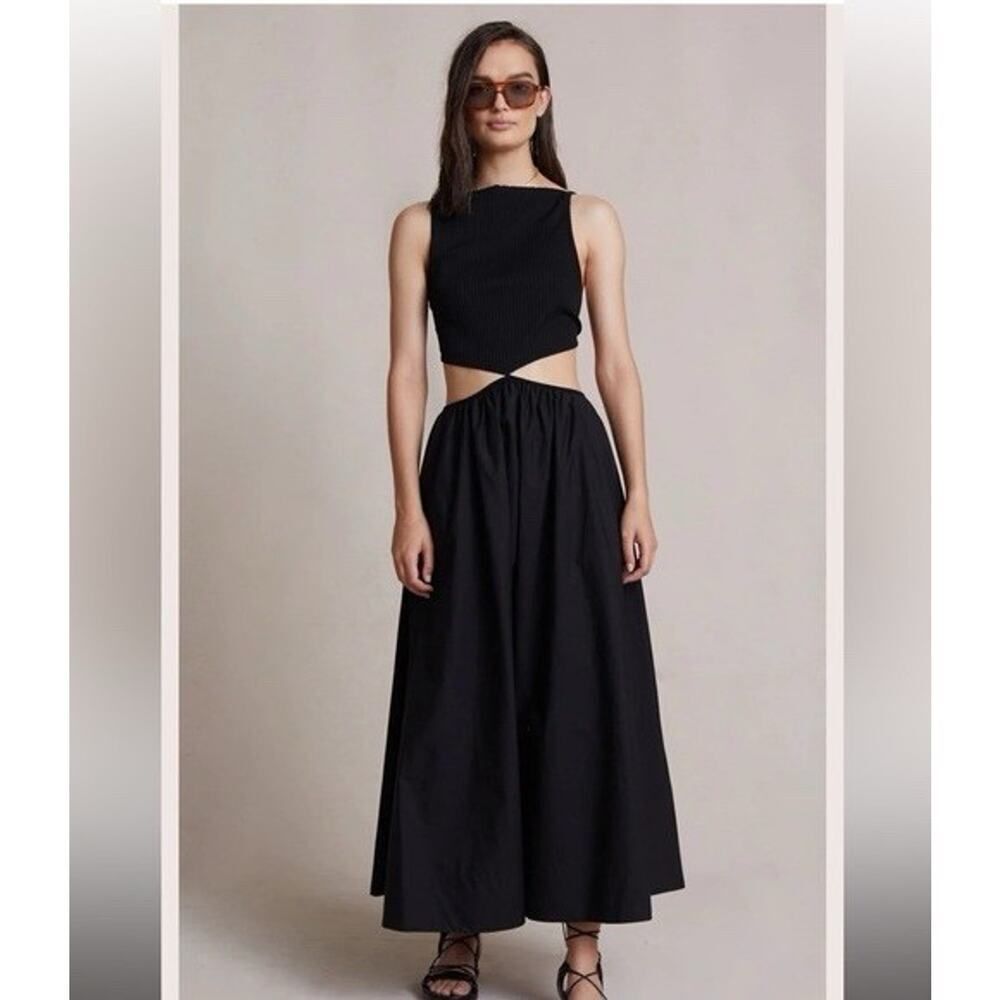 Bec & Bridge Selene Black Maxi Dress Cutout US 4 Small Cotton Viscose Blend